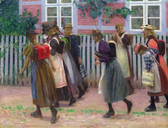 Mädchen auf dem Weg zur Schule, 1899